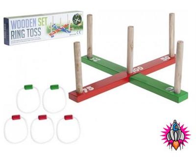 RETRO HOLZ RING WERFEN SPIEL KLASSIKER GARTEN STRAND HOOPLA SPIEL