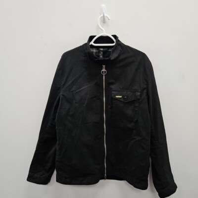 Barbour Tartan Brockel Wax Waterproof Black Lightweight Jacket Coat Size Medium