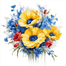 Bead Embroidery Kit Bright flowers DIY Bead stitching Beadwork Tela Artis