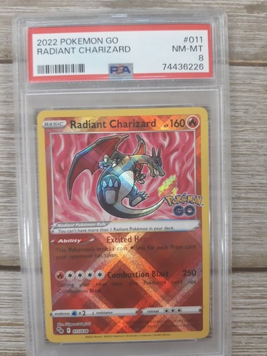 Graded PSA 8 Radiant Charizard Pokemon GO 2022 NM-MT #011