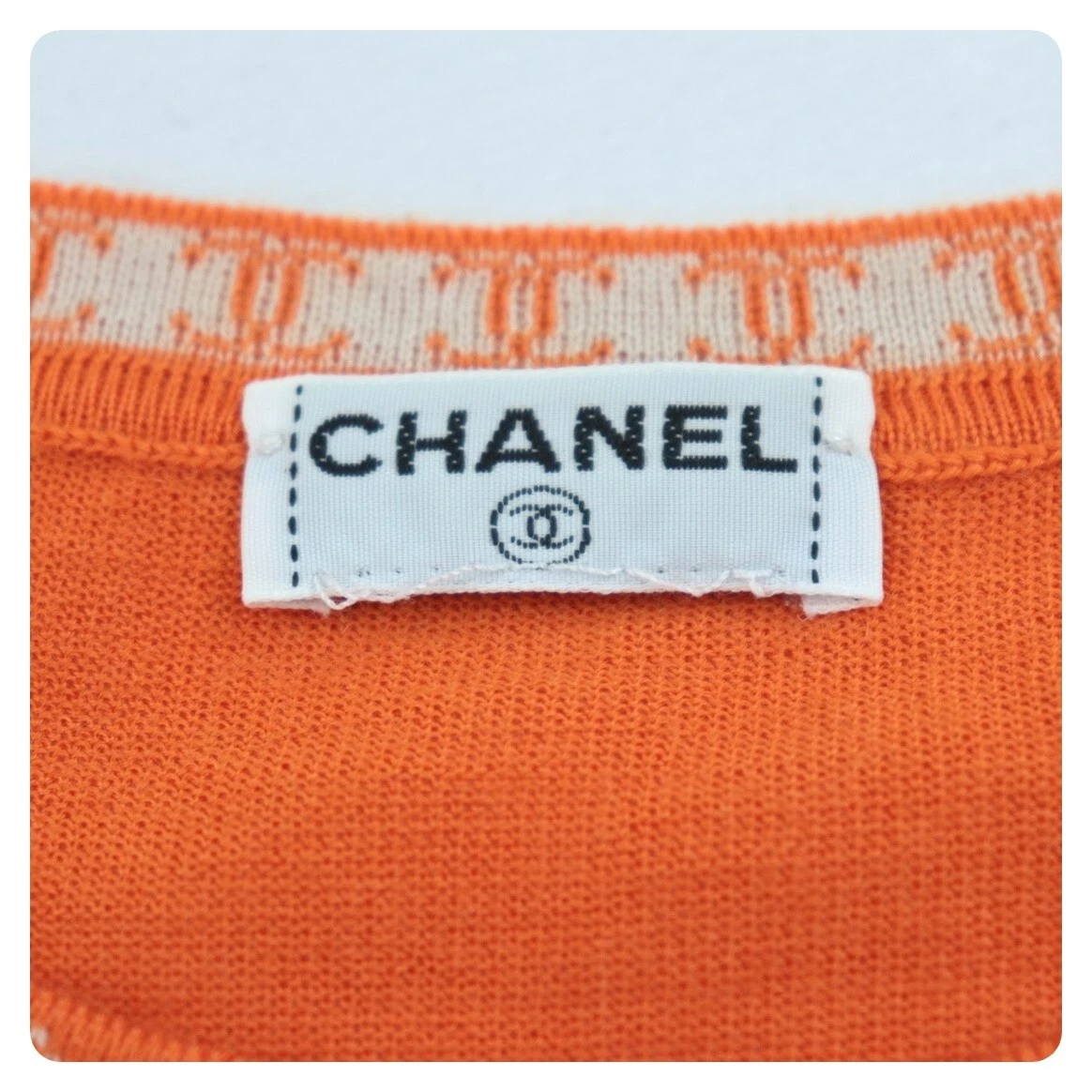 CHANEL 100% Cashmere Knit T-shirt Orange Authentic Women Used from