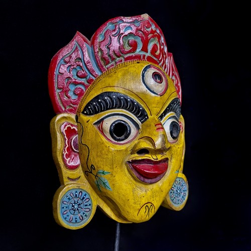 Tribal Shaman Mask Nepalese Carved Wooden Masque Primitive Tibetan Fine Art - Picture 7 of 12