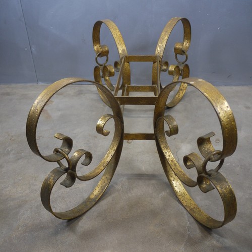 VTG Hollywood Regency GILT Steel IRON SCROLL Coffee Table BASE Gold Italy? - Picture 6 of 14