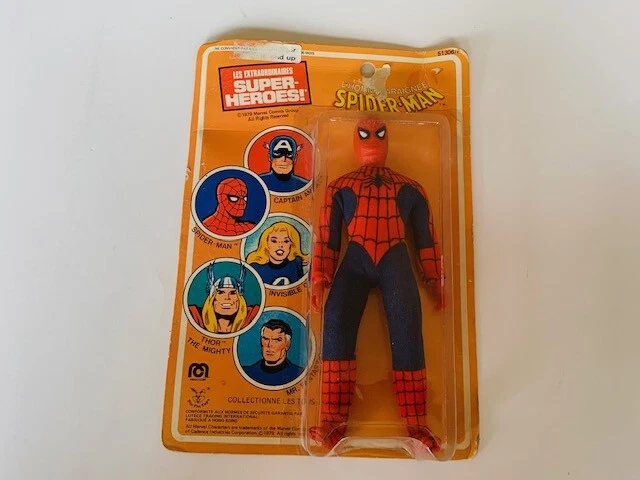 Figura de acción Spider-Man Mego 1979 de colección sin usar, en caja sellada Peter Parker juguetes Marvel ALC1 Foto 2 de 4