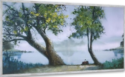 Ardemy Tree Wall Art Landscape Textured Green Lakeside 20x40 Canvas Nature 3D
