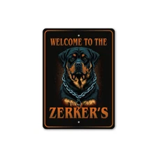 Custom Welcome To Family Name Rottweiler Dog Sign