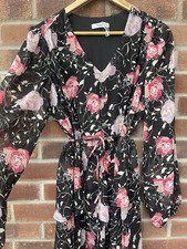 Reserved Black Dress  With Floral Pattern Size 12