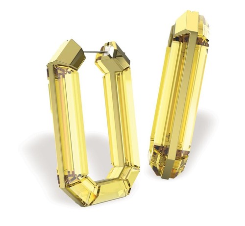 Swarovski Lucent Octagon Yellow Crystal Hoop Earrings NWB - Picture 2 of 7