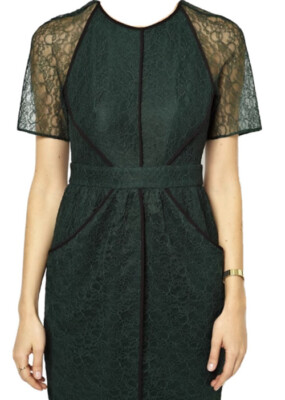 see through lace dress with sleeves Mock Neck Sheer Lace Overlay Dress – Amy's Cart main image 1