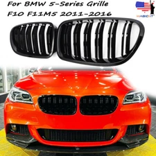 FOR BMW F10 F11 5 SERIES KIDNEY GRILLE GLOSSY BLACK TWIN DUAL SLATS M5 2010-2016