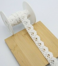 FCL 2.5M Trim 15mm Cotton Crochet Lace Scalloped White Cream Vintage Like Sewon