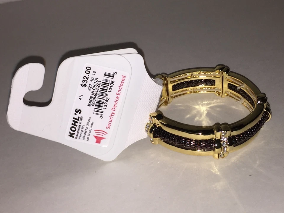 Pulsera elástica de dos tonos para mujer DANA BUCHMAN joyería de moda nueva con etiquetas talla única Foto 3 de 4