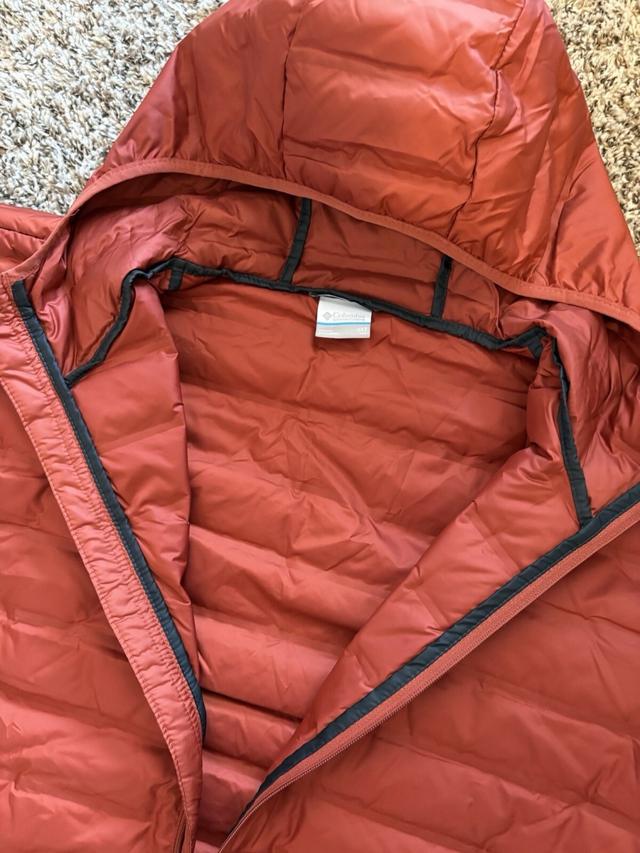 Columbia Lake 22 Duck Down Hooded Full Zip Puffer Jacket Orange