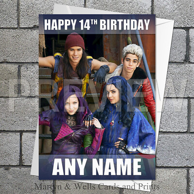 Disney Descendants birthday card. 5x7 inches. Personalised, plus ...