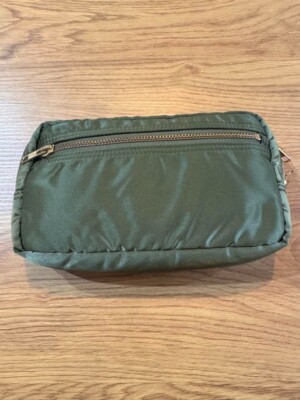 Porter Tanker Pouch logo zipper pocket Sage Green orange fashion
