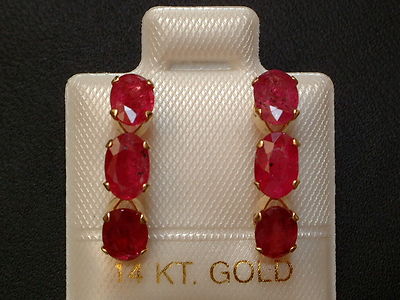 Exclusive Rubin Halb Creolen 14 Kt. Gold - 585 - Oval Cut - Ohrringe Ohrstecker