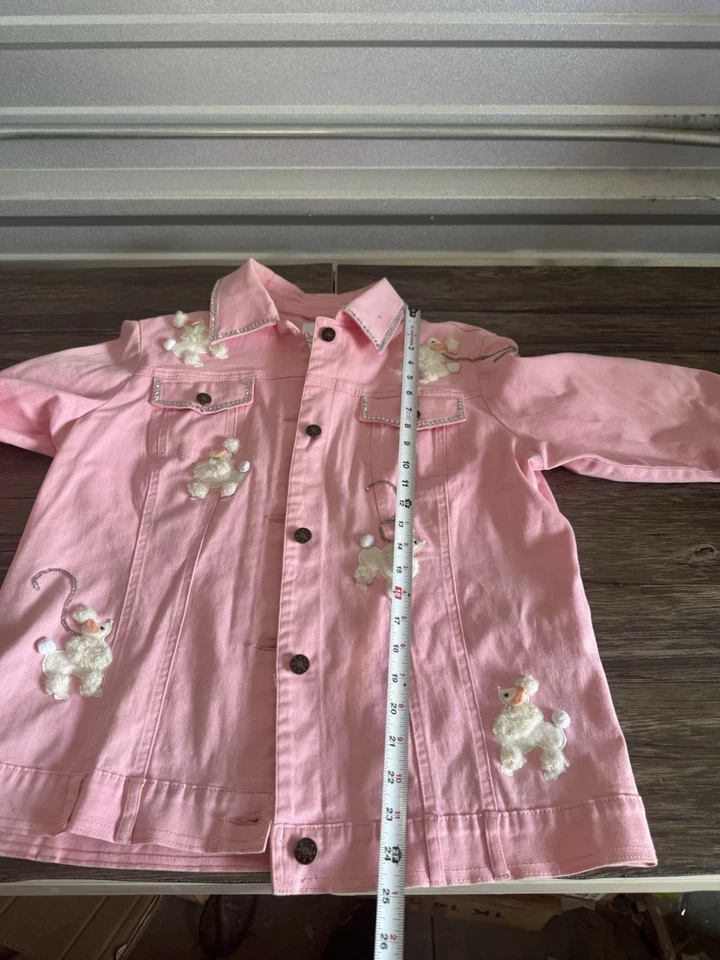 Chaqueta Quacker Factory Rosa Perro Bordada Mariposa y Floral Talla Med Foto 4 de 4