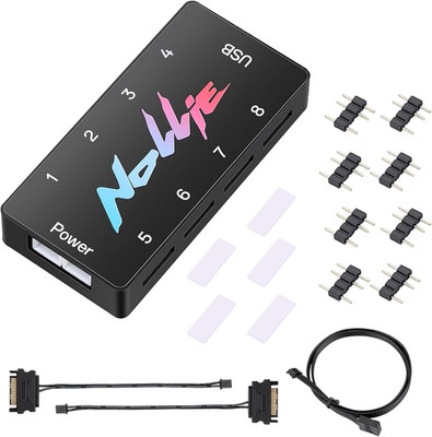 Iesooy Nollie 8 ARGB Controller Fan Hub 5V 3Pin 8 Port ARGB Interface SATA Power
