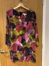 Colourful Thought Cotton Blend Ladies Floral Shift Dress 3/4 Sleeve UK 12 BNWT 