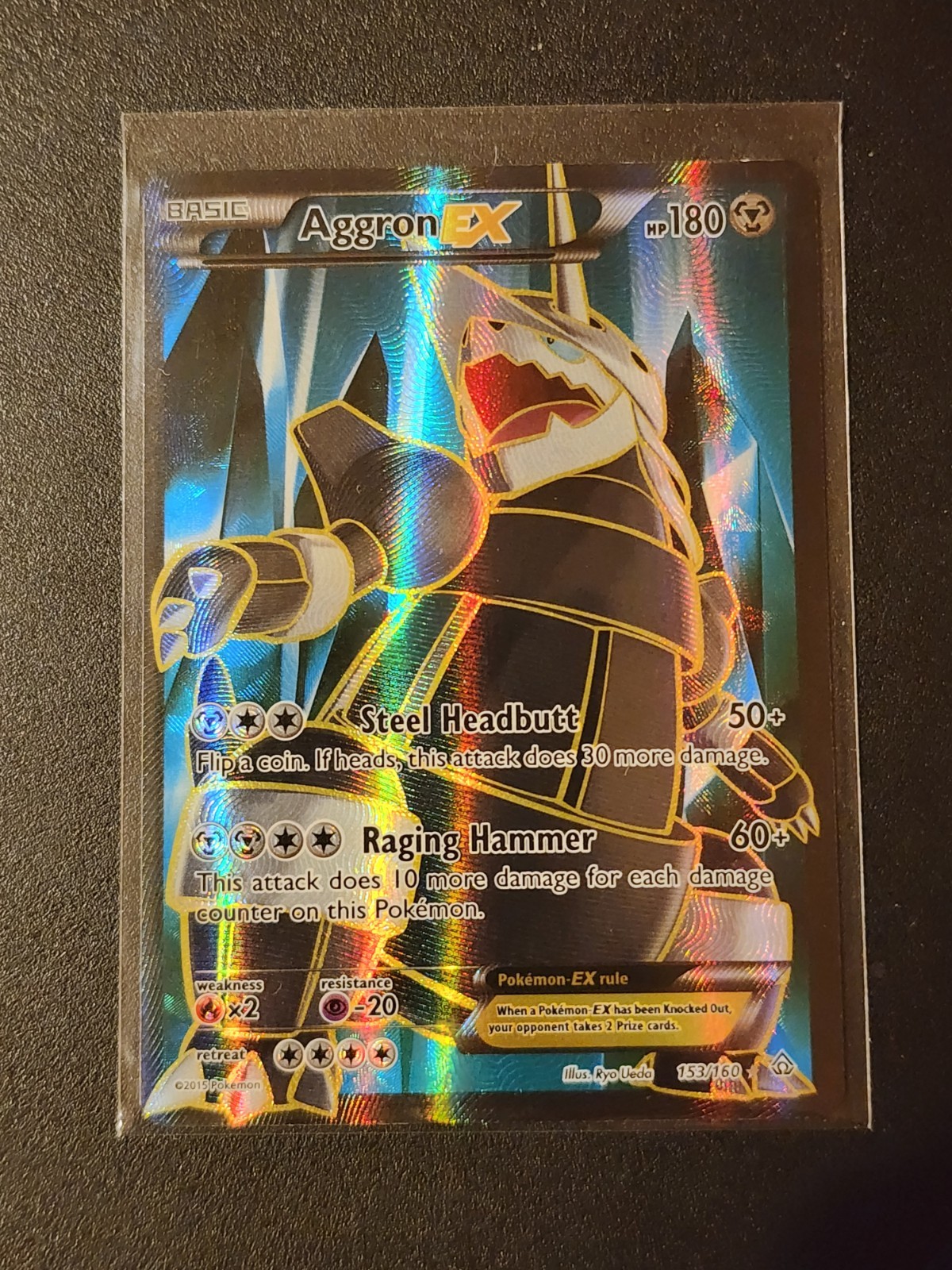 Aggron EX (153 Full Art) Ultra Rare XY - Primal Clash 153/160 LP/NM Pokemon Card