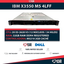 Rack serveur IBM X3550 M5 4LFF 2xE5-2620V3 + 32 Go DDR4 + M5210