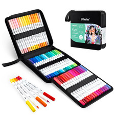 Markers Paper-Friendly Water-Based Coloring Markers Dual Brush Fineliner Tips Ma