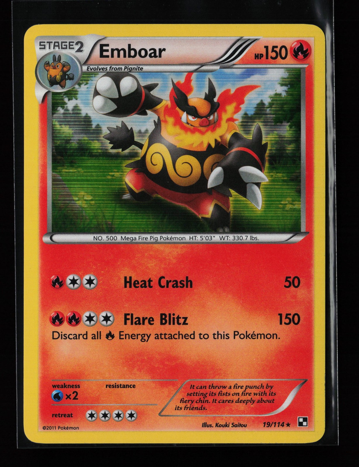 Emboar 19/114 Holo Rare Black and White Pokémon Card