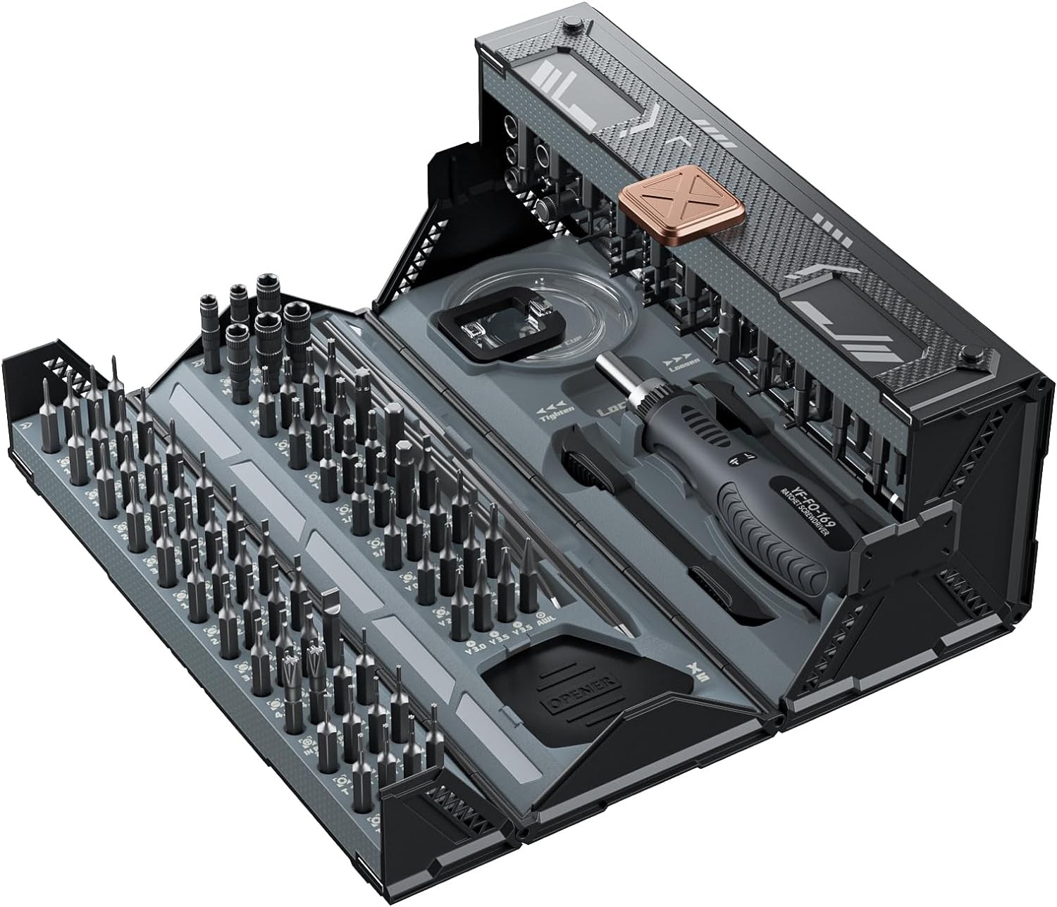 Precision Ratchet Screwdriver Set with Case, JAKEMY 180 Fo169 Version 