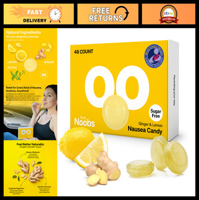 Lemon Ginger Candy for Nausea Relief, Anti-Morning Sickness Chews, Sugar-Free Gi