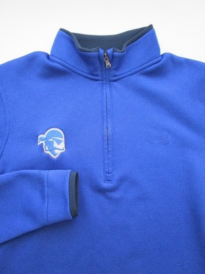 Mens Small Seton Hall Pirates Under Armour Sweater 1/4 zip pullover blue