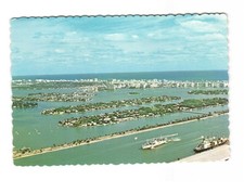 Planet Oceans aerial views of Miami Gen Douglas Macarthur Causeway vtg postcard 