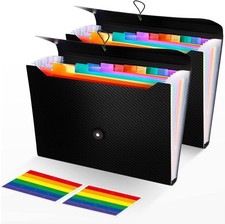 2Pcs Expanding File Folder, 13 Pockets Accordion File Holder Organizer, A4
