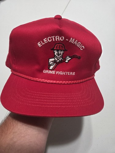 Vintage Electro-Magic Grime Fighters Hat Snapback Cap Red Young An Pressure Wash