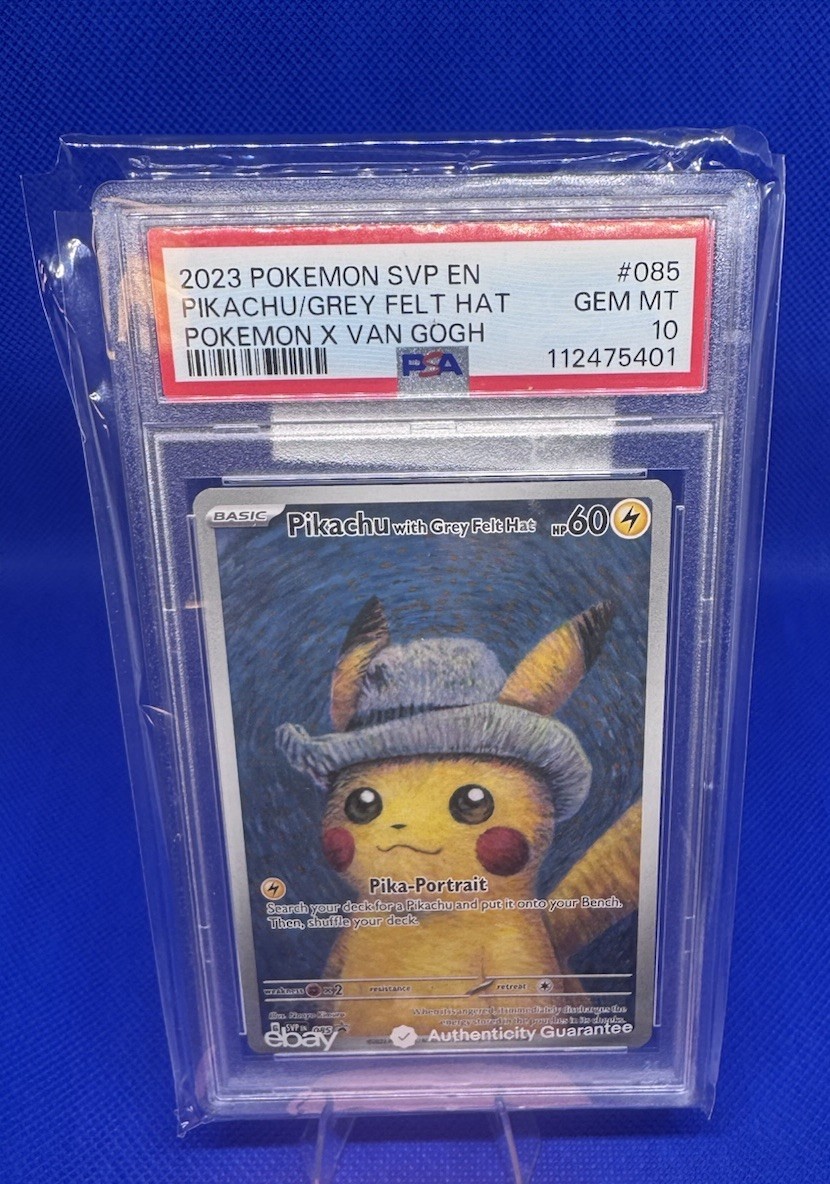 2023 Pokémon SVP Pikachu Grey Felt Hat Van Gogh PSA 10