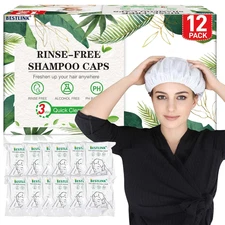 Shampoo Caps No Rinse, 12 Pack Waterless Shampoo Caps for Bedridden Patients and