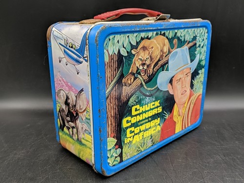 Thermos Brand Lunchbox: Chuck Connors Cowboy In Africa Lunchbox King-Seeley 1968 - Picture 5 of 19