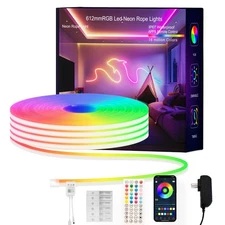 50FT LED Strip Lights RGB Neon Rope Lights IP67 Outdoor Waterproof with APP Cont
