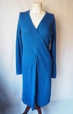 Pullover Cullen 100 % cachemir cuello en V vestido envolvente frontal azul marino S $169
