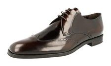 PRADA Leather Derby Dress Shoes - Pointed Polished Brown - NEW -  US 10 EU 43