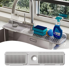 24 Inch Silicone Faucet Mat for Kitchen Sink Splash Guard - 7 Slope Upgraded Wa