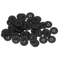 100pcs 24L Sewing Buttons 5/8" Resin Round Flat 4-Hole Craft Buttons, Black