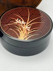 Coasters Floral Design Set of 6 w/ Case Black Lacquer Vintage Japan 4.75" — photo 1