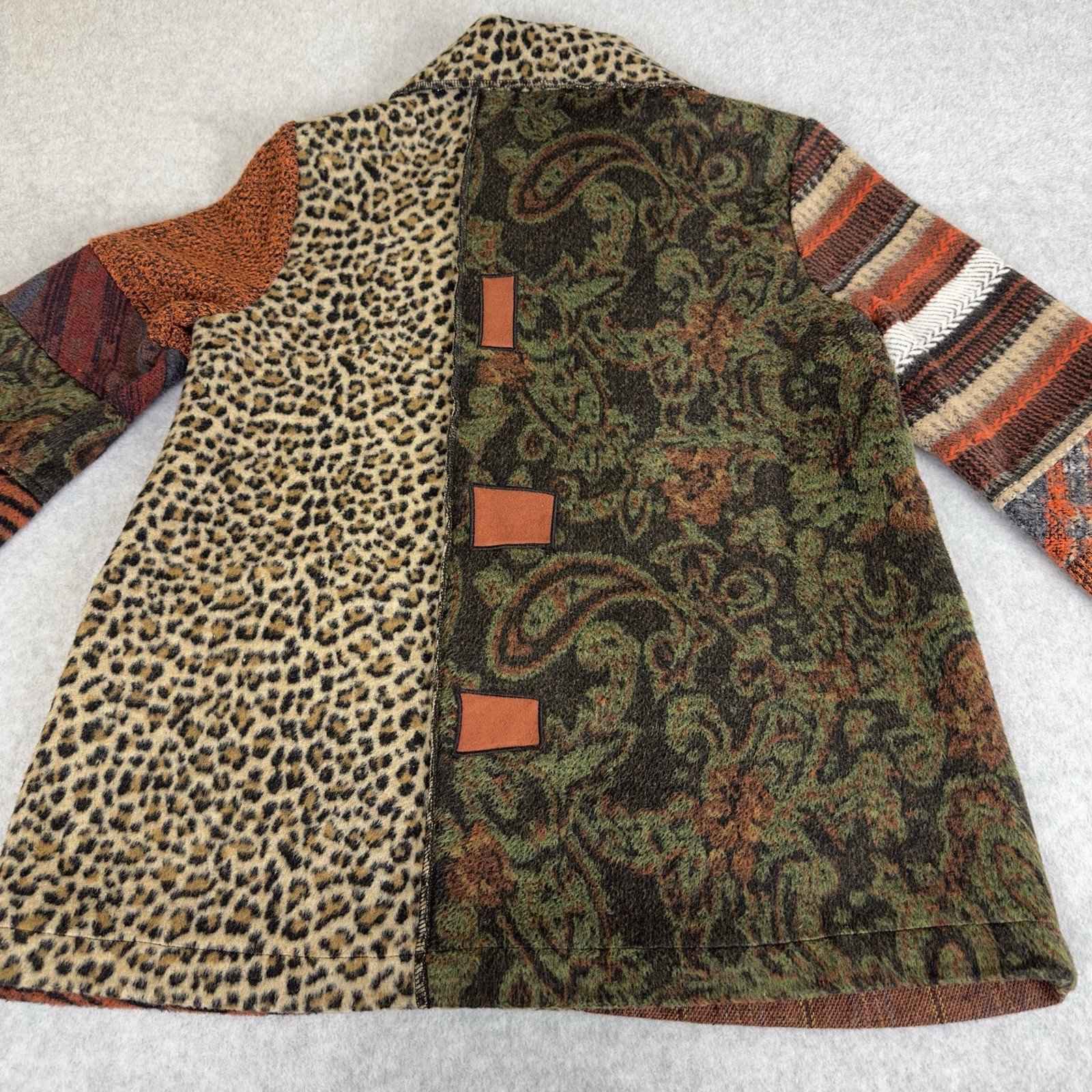 Ali Miles Patchwork Knit Jacket PS Boho Animal Pr… - image 14