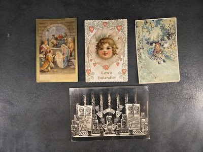 Vintage Ephemera Lot Postcards Norwegian Glædelig Jul Omar Flour Love Booklet