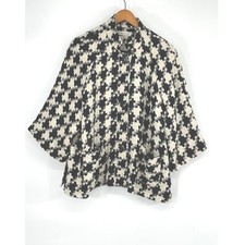 Coldwater Creek Women Jacket PXL Jacket Black White Houndstooth Button