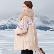 New Winter Luxury Women's Real Mink Fur Coat Fox Fur Hooded Loose Warm Jackets