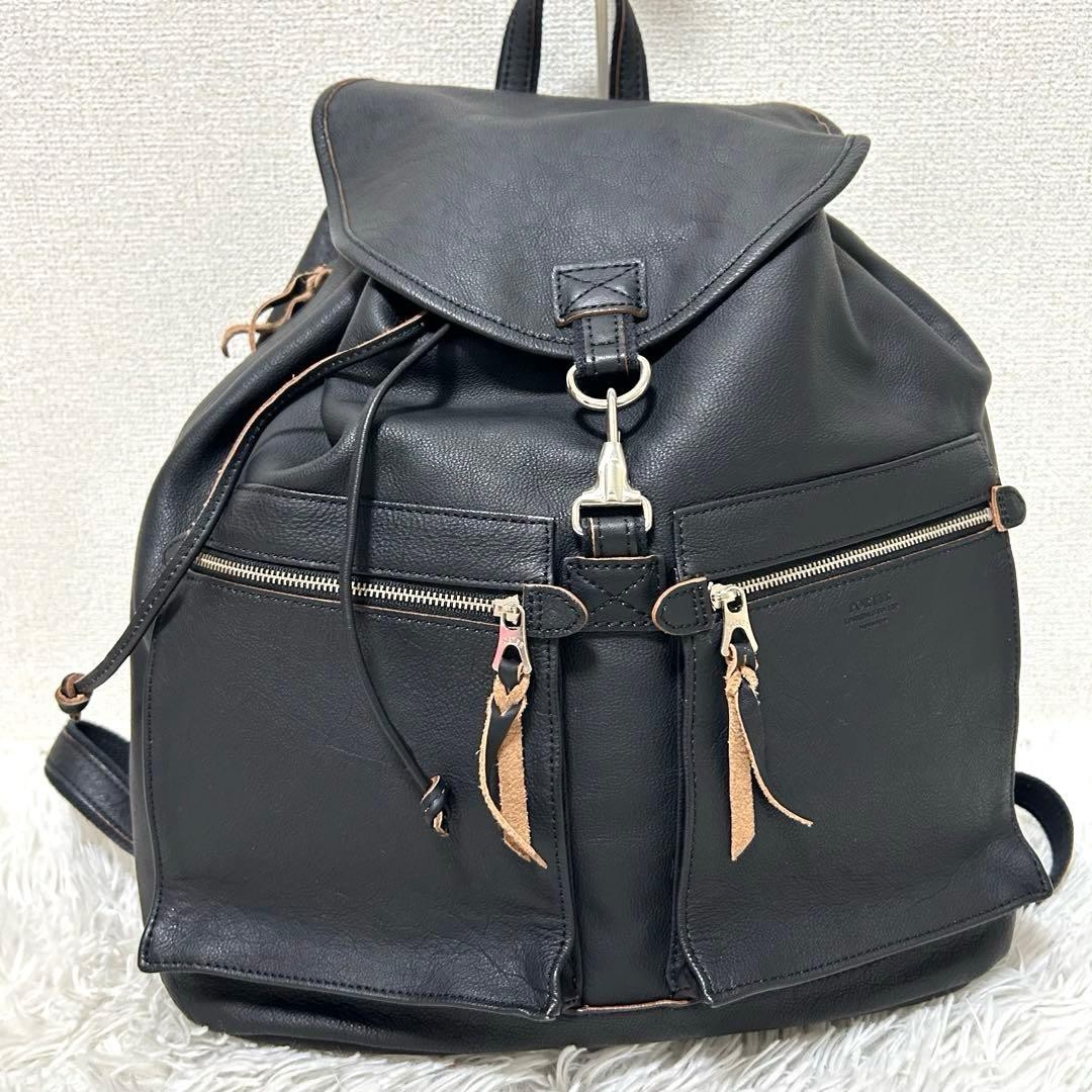 Structure Porter Leather Backpack Black Rare Used - image 2