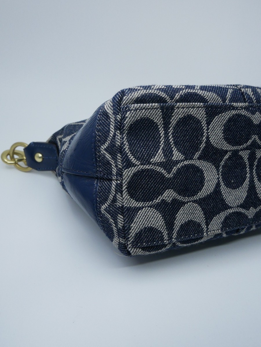 Coach C Signature Denim Demi Mini Baguette Purse Bag Anniversary