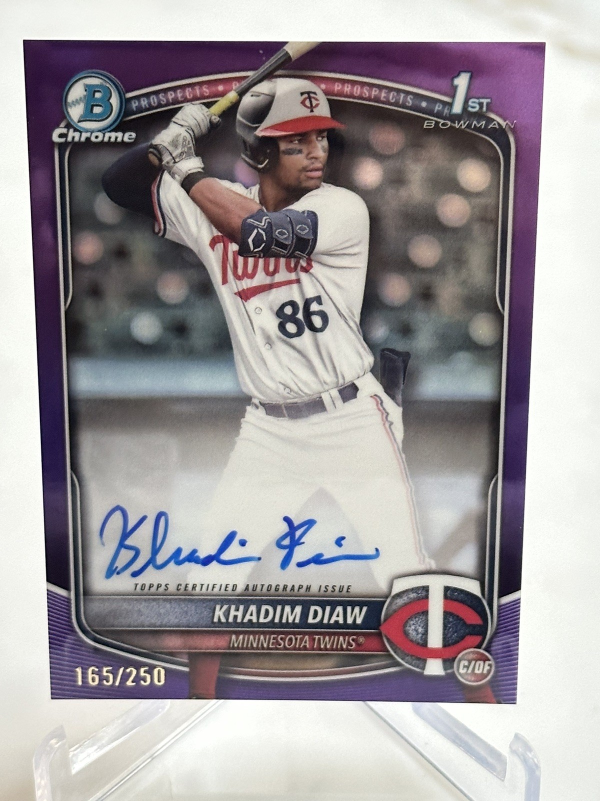 2025 Bowman Chrome Prospect Purple Refractor /250 Khadim Diaw #CPA-KDW Auto