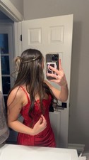 Red Satin Prom Gown S/M Beaded